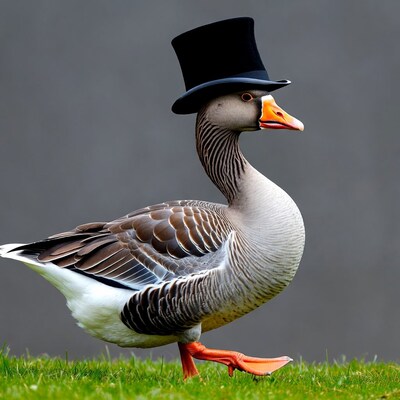 Goose wearing top hat