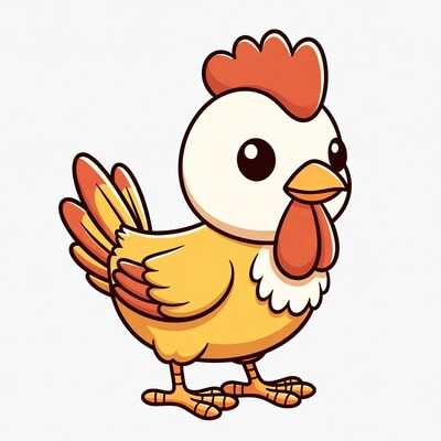 Cute cartoon rooster standing