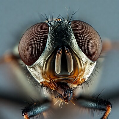 Close-up housefly face macro