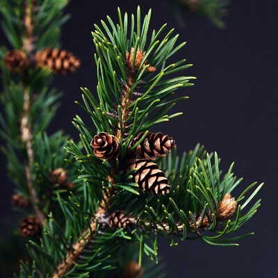 Pine branch with cones