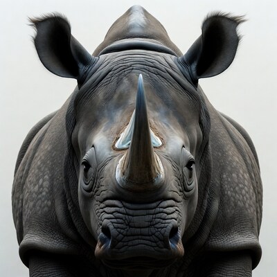 Close-up black rhinoceros head