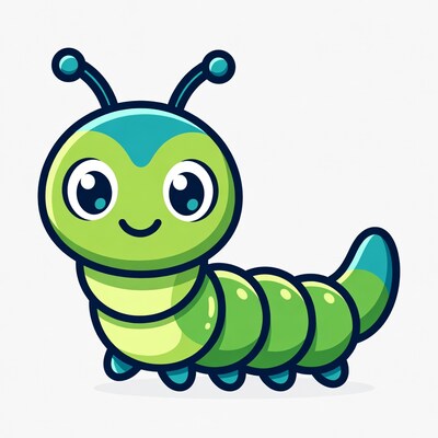 Cute green cartoon caterpillar