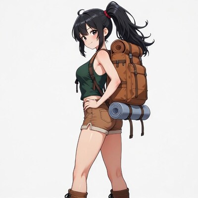 Anime girl with backpack
