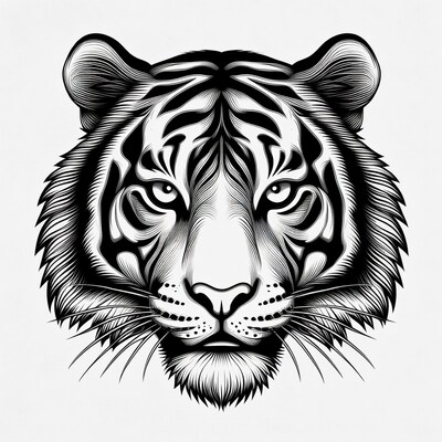 Detailed tiger head illustration