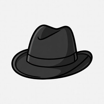 Black fedora hat illustration