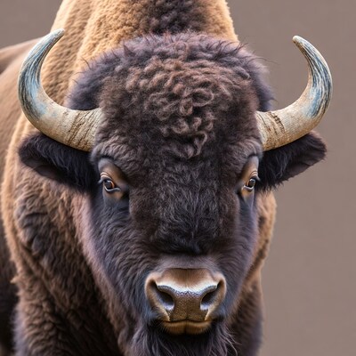 Closeup American Bison Head