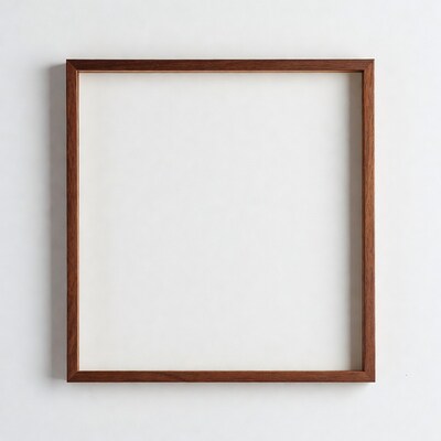 Empty Wooden Picture Frame on Wall
