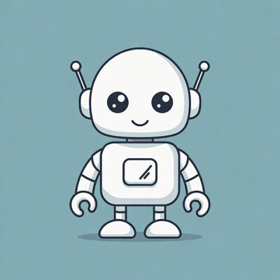 Cute white robot illustration