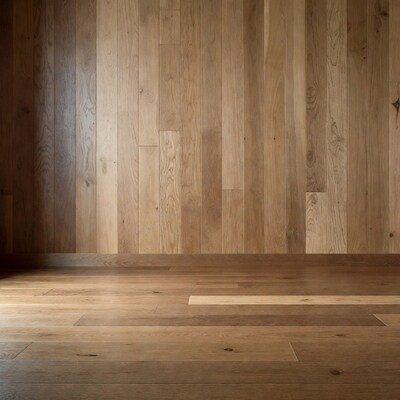 Empty Oak Wood Wall and Floor