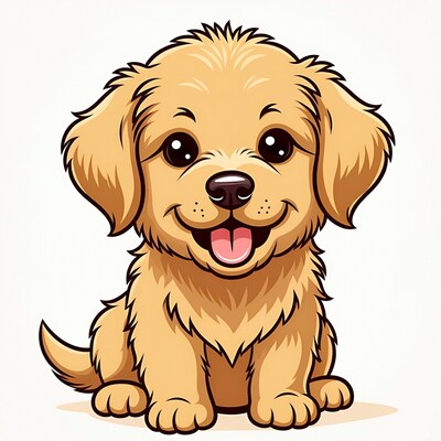 Cute Golden Retriever Puppy Illustration