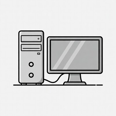 Desktop computer and monitor illustration