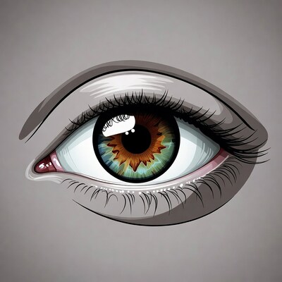 Close-up illustration of hazel eye