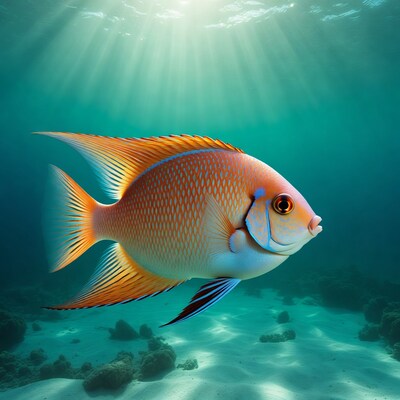 Orange Angelfish in Sunlit Coral Reef