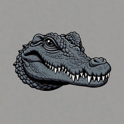 Grinning Crocodile Head Illustration
