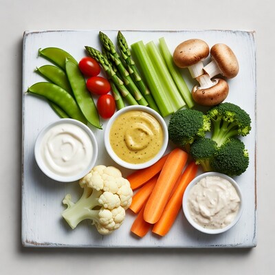 Vegetable platter with dips
