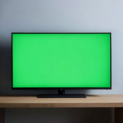 TV with Green Screen on Stand
