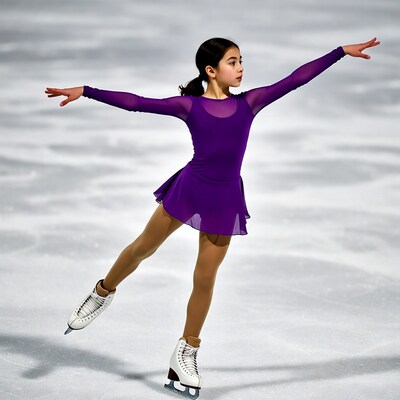 Young Asian girl figure skating