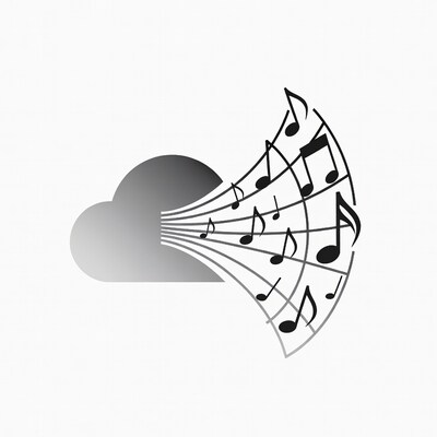 Cloud emitting music notes