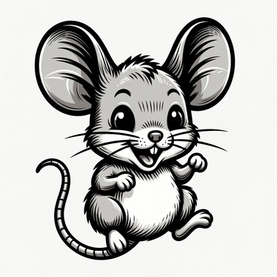 Cute cartoon mouse smiling