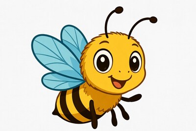Cute cartoon bee smiling