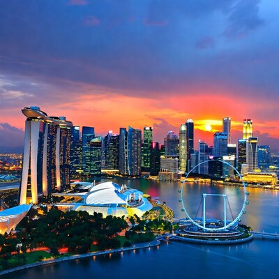Singapore Skyline Sunset Marina Bay Sands