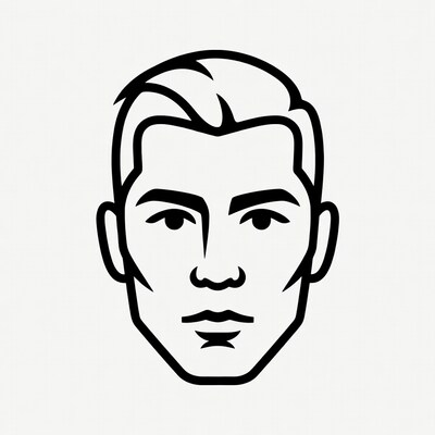 Asian man line art portrait