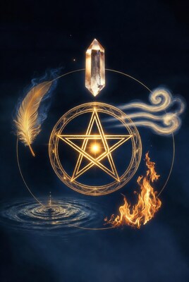 Glowing Pentagram with Elements