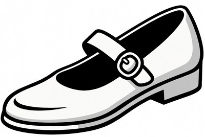 White Mary Jane Shoe Illustration