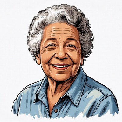 Smiling elderly African-American woman illustration