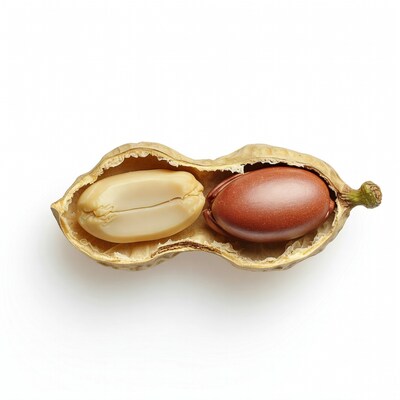 Open peanut pod with seeds