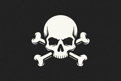 White skull and crossbones on black