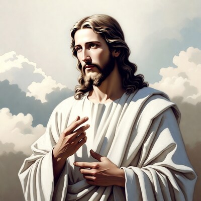 Jesus Christ with long hair and beard