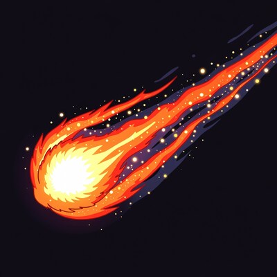 Fiery Comet Streaking Across Sky