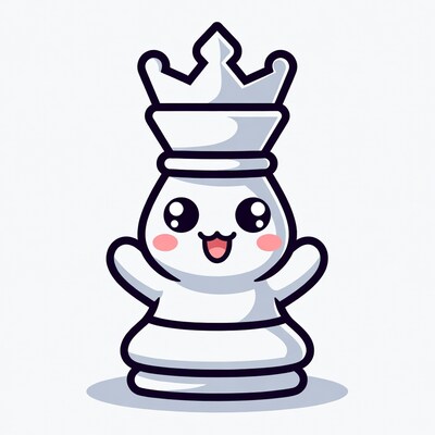 Cute kawaii white chess queen