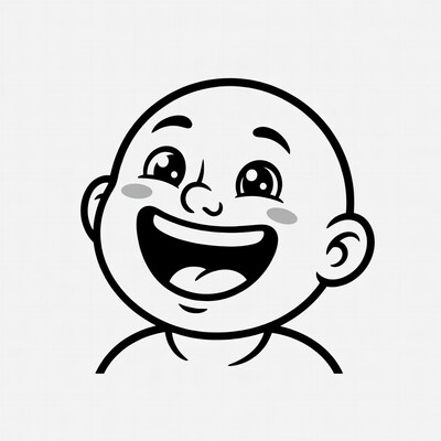 Cartoon baby boy laughing happily