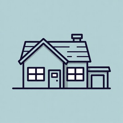 Line art house with garage