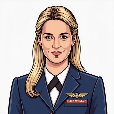 Blonde flight attendant illustration