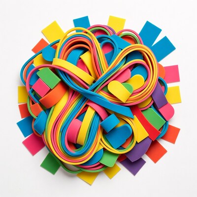 Colorful foam shapes and bands