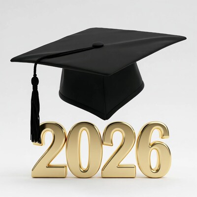 Black Graduation Cap 2026 Gold Numbers