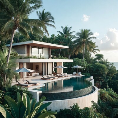 Modern Tropical Cliffside Villa Pool