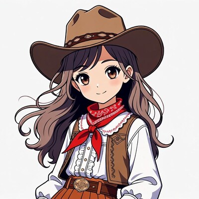 Anime girl in cowboy outfit