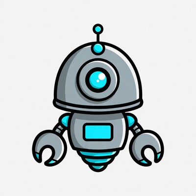 Cute gray robot illustration