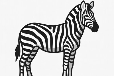 Zebra standing isolated background
