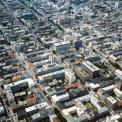 Aerial view of urban cityscape