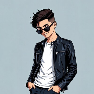 Anime guy in leather jacket