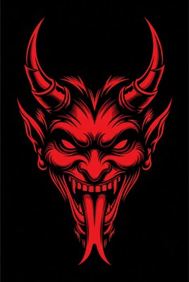 Red Demon Face Illustration