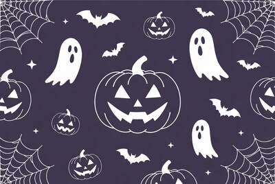 Halloween pattern with pumpkins ghosts bats
