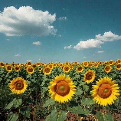 Sunflower Field Under Blue Sky