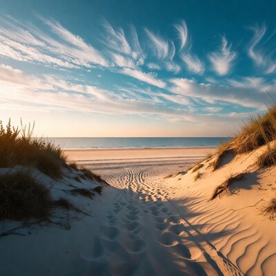 Path through dunes to beach