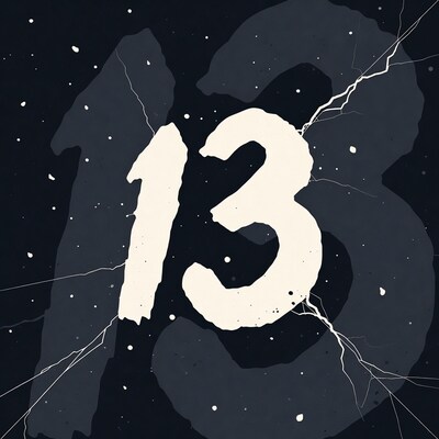 Cracked Number 13 with Lightning